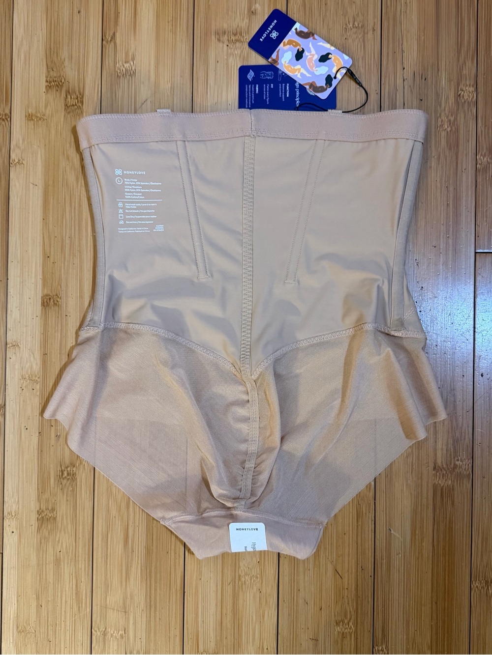 NWT HoneyLove Super Power High Waist Compression Briefs in Sand / Nude Size L - Picture 6 of 11